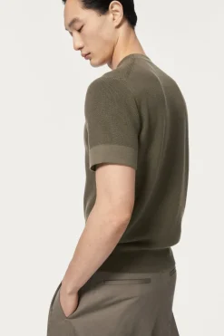 T-shirt à mailles côtelées en Coton Biologique