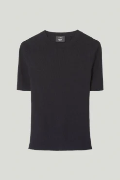 T-shirt à mailles côtelées en Laine ultra douce