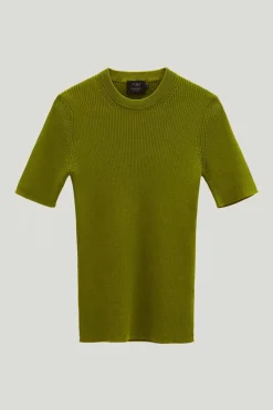 T-shirt à mailles côtelées en Coton biologique
