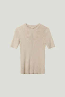 T-shirt à mailles côtelées en Coton biologique