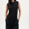 Veste sans manches à mailles côtelées en Lin et Coton