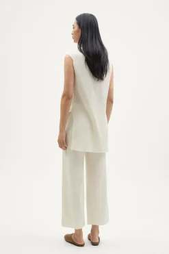 Veste sans manches à mailles côtelées en Lin et Coton