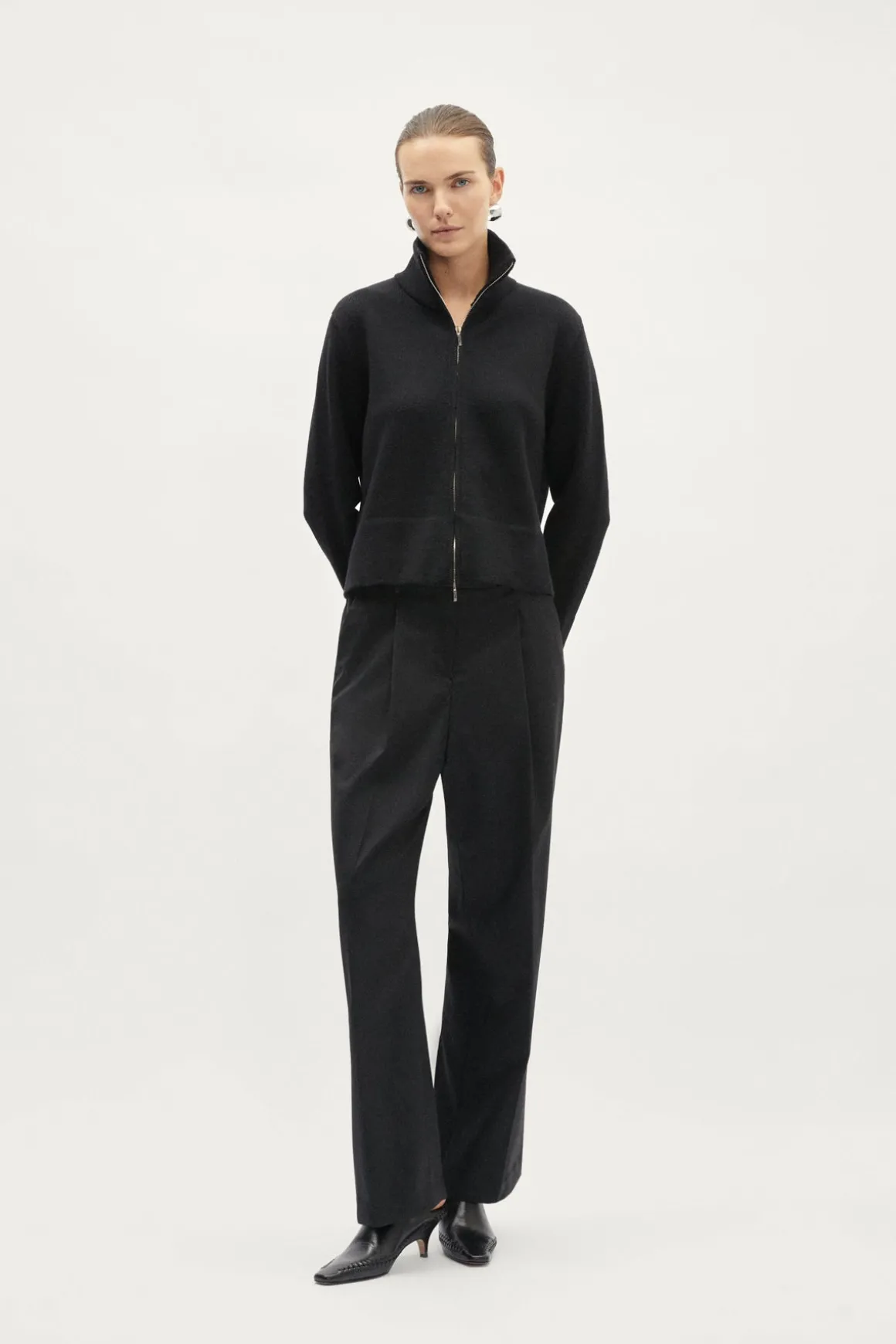 Veste zippée en laine mérinos