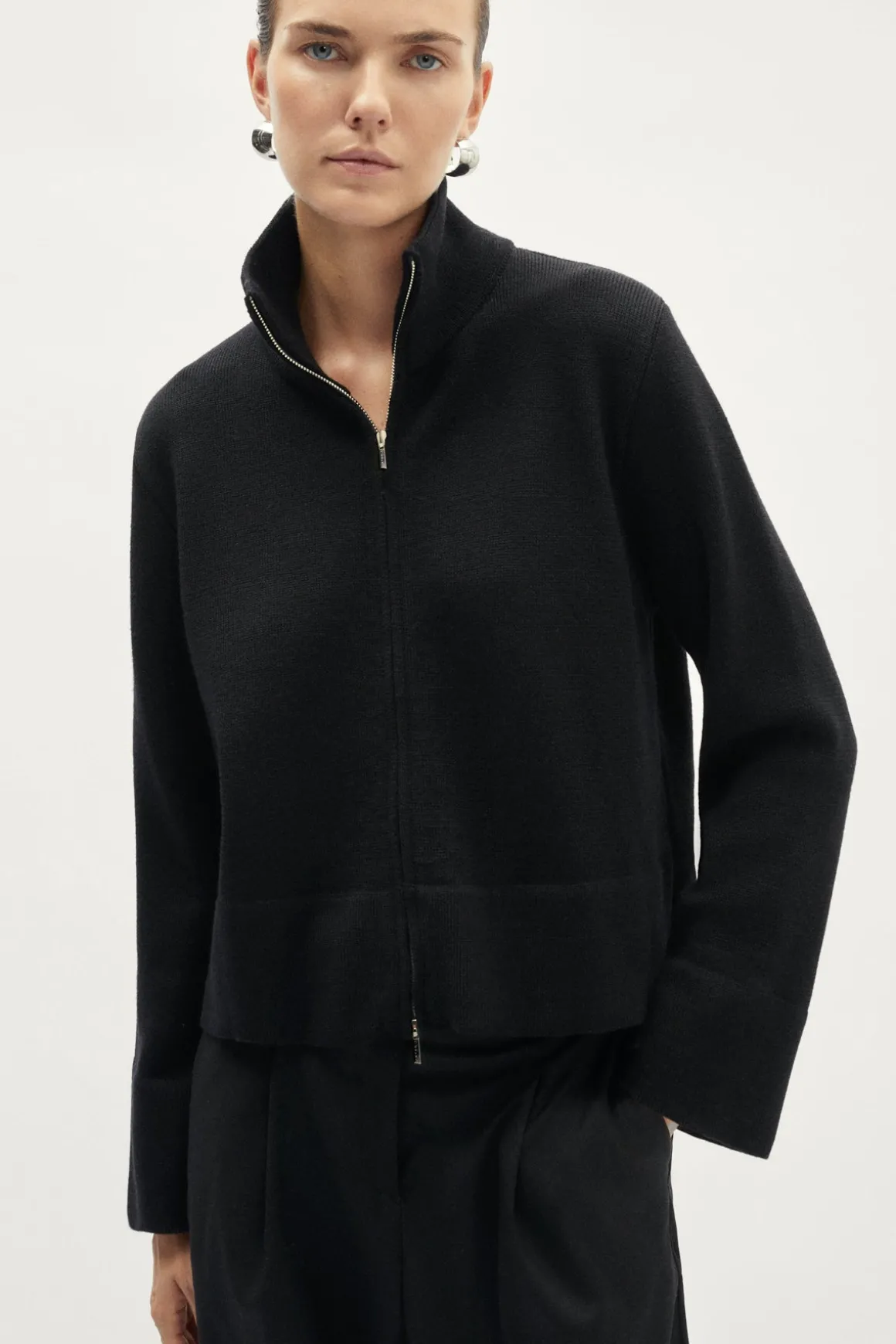 Veste zippée en laine mérinos